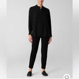 Eileen Fisher Stretch Slim Fit Crepe Pant Black